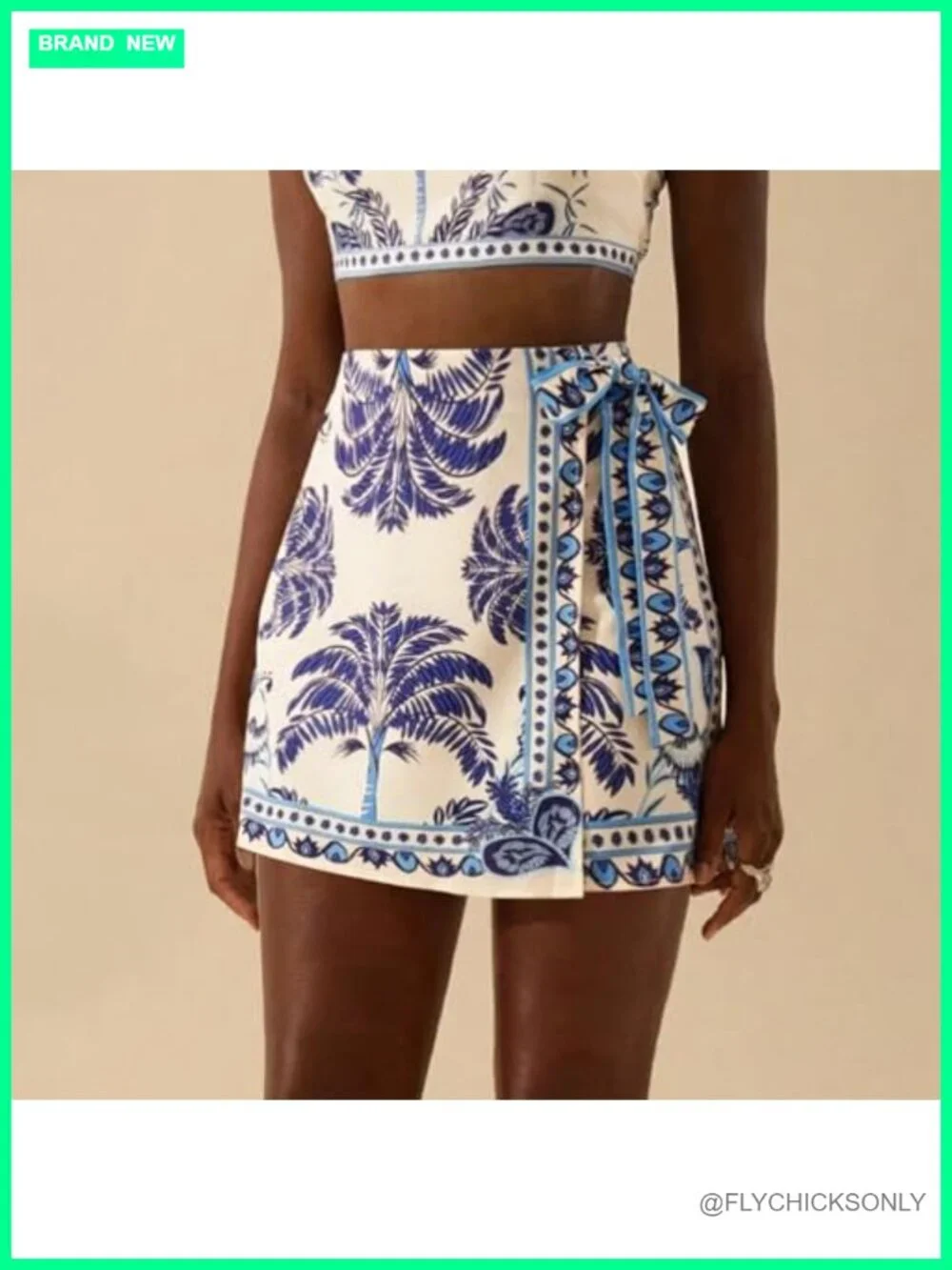Boho Floral Wrap Mini Skirt High Waist A-Line Summer Beach Short Skirt